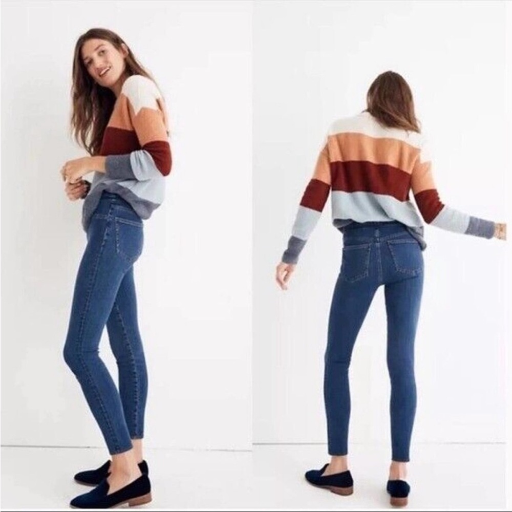 3/$30! MADEWELL Women's Medium Wash Mid Rise Pull On Skinny Jeans size 28